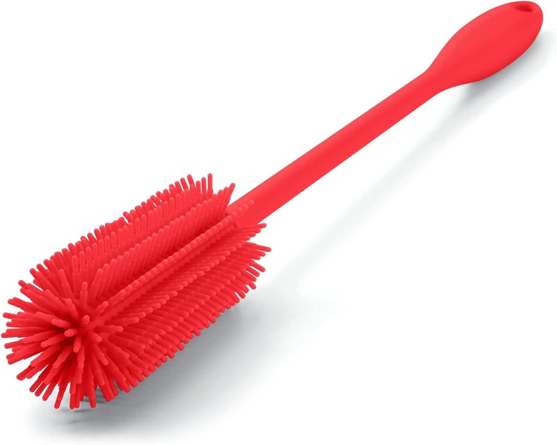 Purtribe Silicone Bottle Brush, Water Bottle Cleaner Brush with Long Handle, Perfect for Cleaning Narrow Neck Containers, Vacuum Sports Bottle, Tumblers, Flask, Glassware (1 Pack, Red) - Image 3